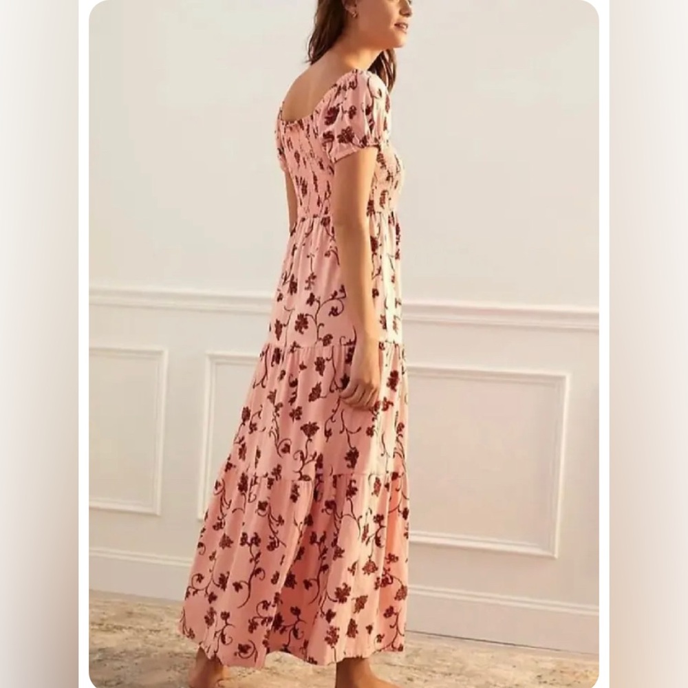 Daily Practice by Anthropologie Smocked Tiered Maxi Lounge Dress Pink Size Small